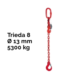 Jednopramenný řetězový vazák, oko-hák, zkracovač, nosnost 5300 kg, G8-13, Certifikát